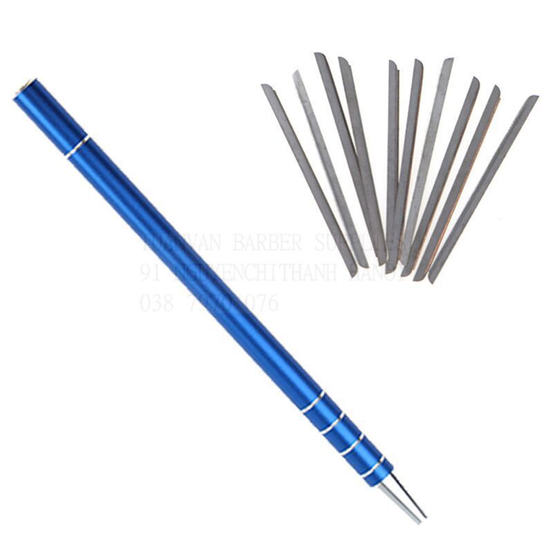 Bút cạo tatoo viền râu lông mày kèm hộp 10 lưỡi