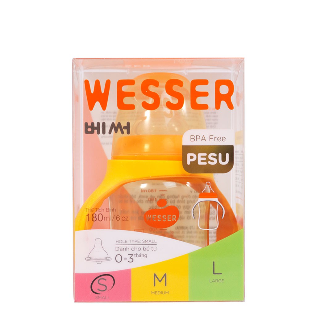 BÌNH SỮA WESSER PESU CỔ RỘNG 180ML/260ML