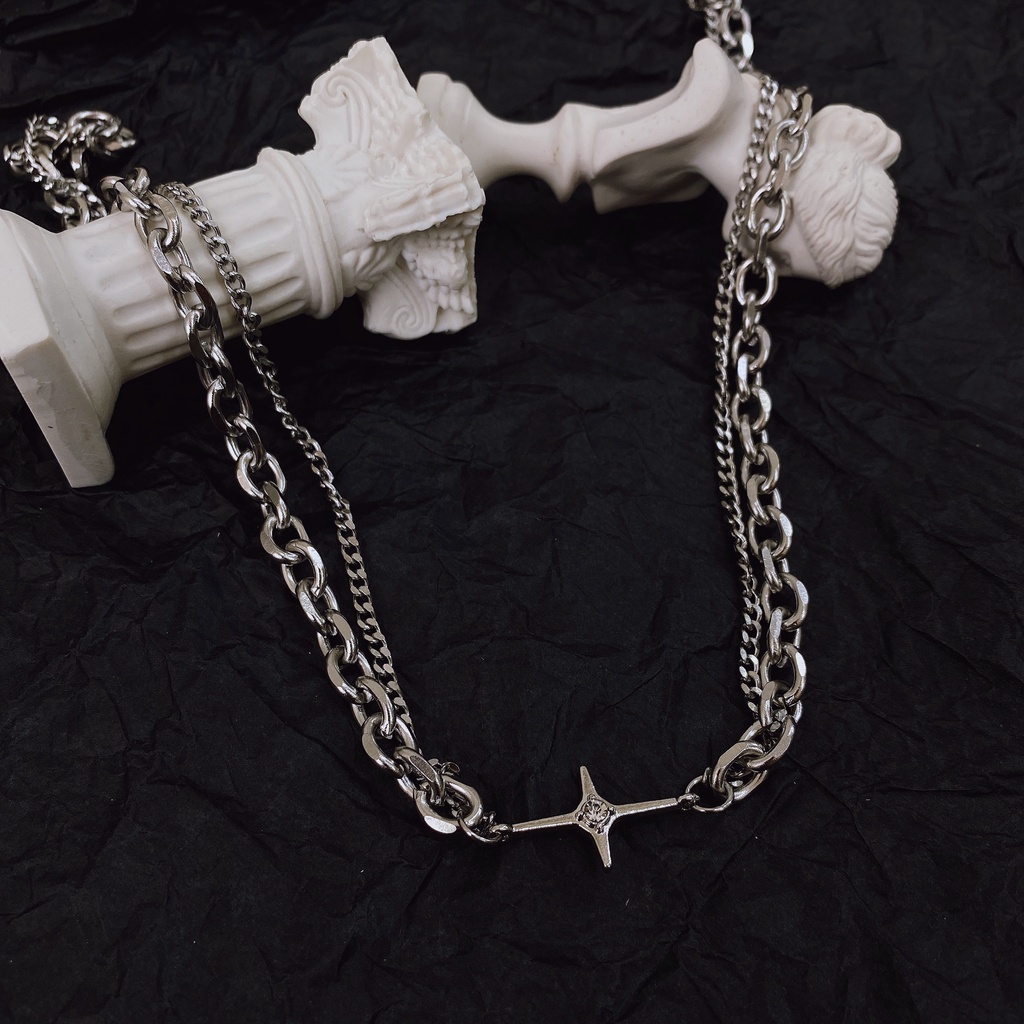 vòng cổ Hai Lớp Phong Cách Hip Hop Âu Mỹ Sang Trọng