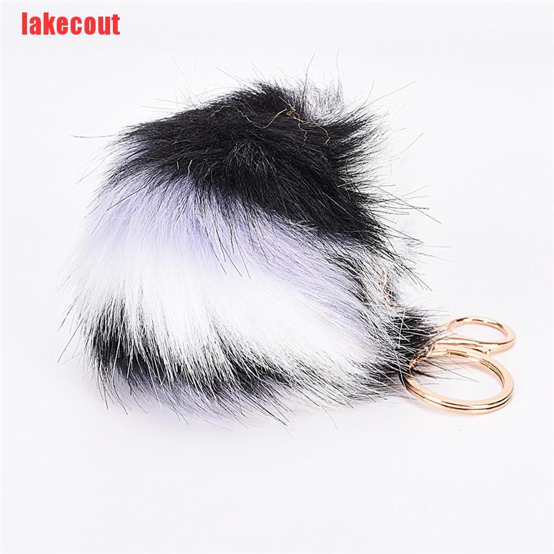 {lakecout}Rabbit Fur Fluffy Pompom Ball Handbag Car Pendant Charm Key Chain Keyrings YJB