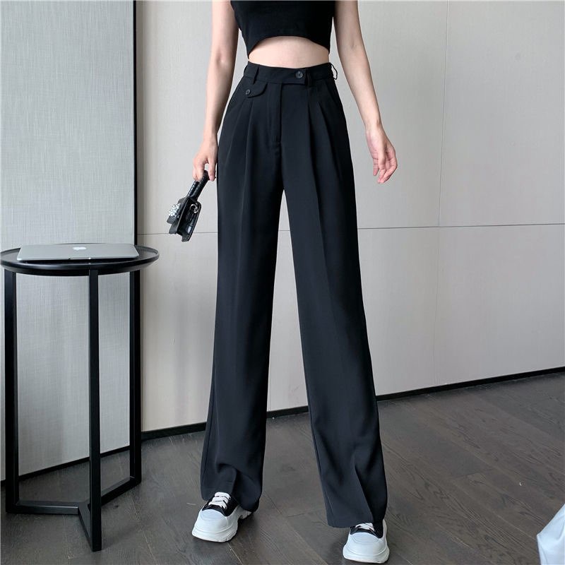 Quần Ống Rộng Nữ Khuy Cài 1 Bên Chất Tuyết Mưa