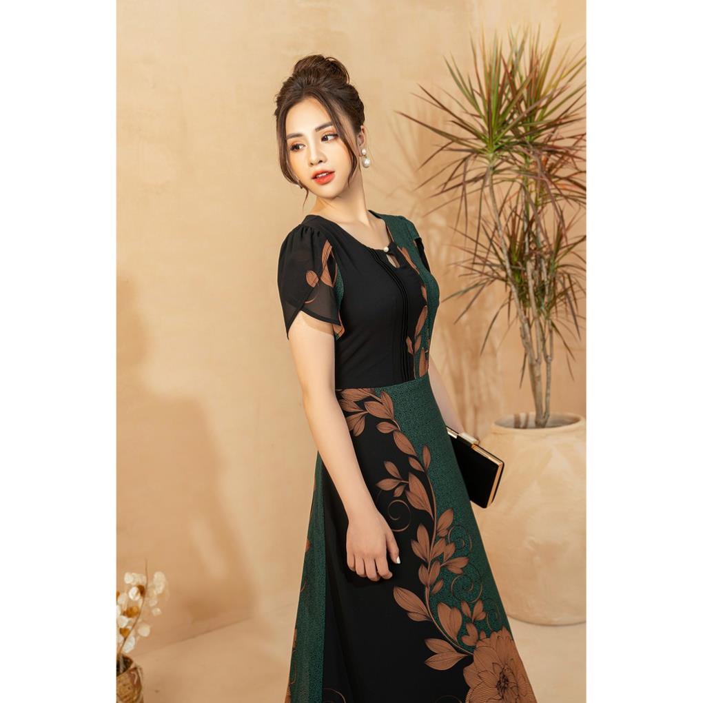 VIP Đầm trung niên thiết kế LYBEE đi dạo đi cà phê dáng xòe vải voan Hàn thoáng mát váy cho mẹ 609