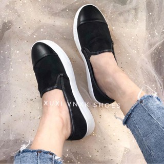 ( ảnh thật ) giày slip on da lộn mũi da