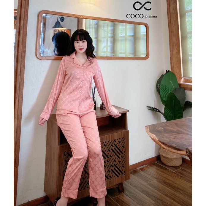 Bộ Pijama Mặc Nhà Nữ Chất Lụa Gấm Xước Siêu Xinh