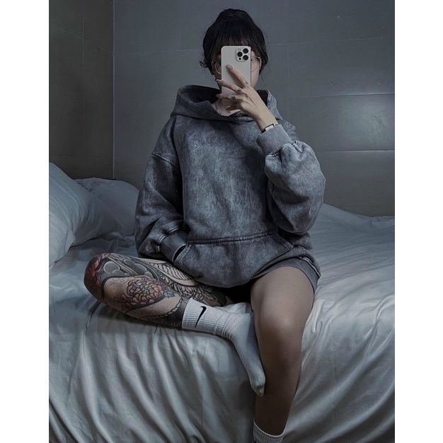 Áo hoodie loang xám