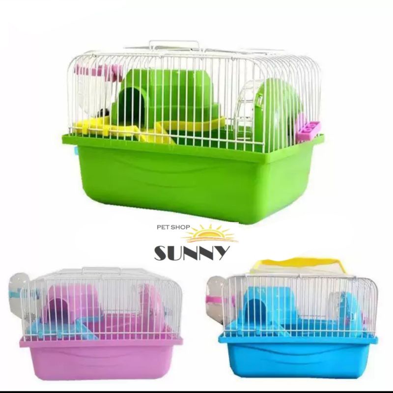 Lồng mini khay cao kèm nhà nuôi hamster 22x17x15