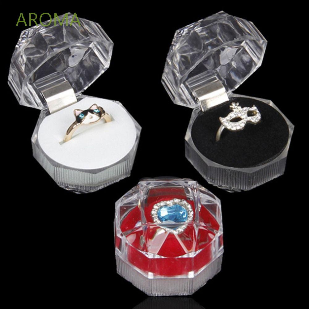1 hộp đựng trang sức hình bát giác trong suốt nhiều màu thời trang cho nữ