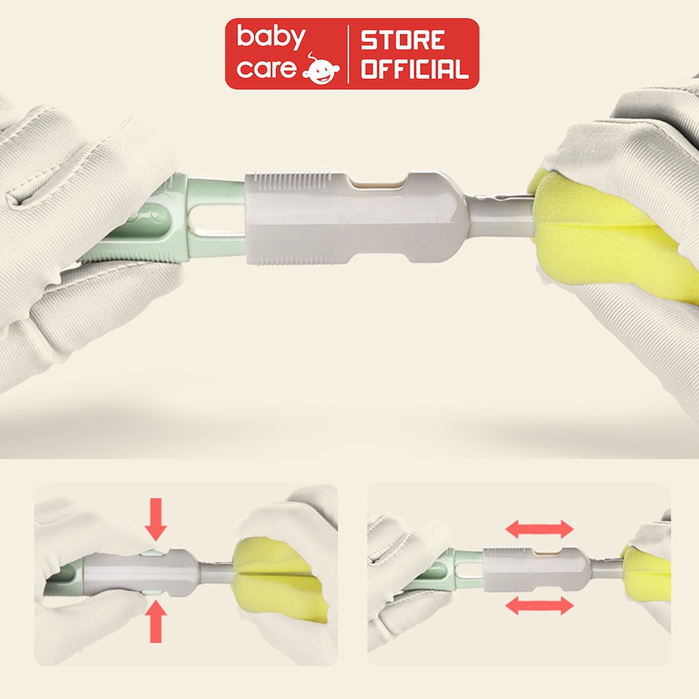 Bộ cọ rửa bình sữa BC BABYCARE cao cấp - BC4320 - Rửa mọi loại bình, có thể rút gọn khi đi du lịch