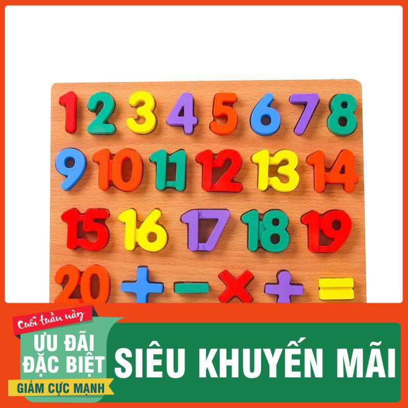 Set Bảng Ghép Chữ Cái In Thường Tiếng Việt Và Số Đếm 1-20 Kèm Phép Tính Bằng Gỗ