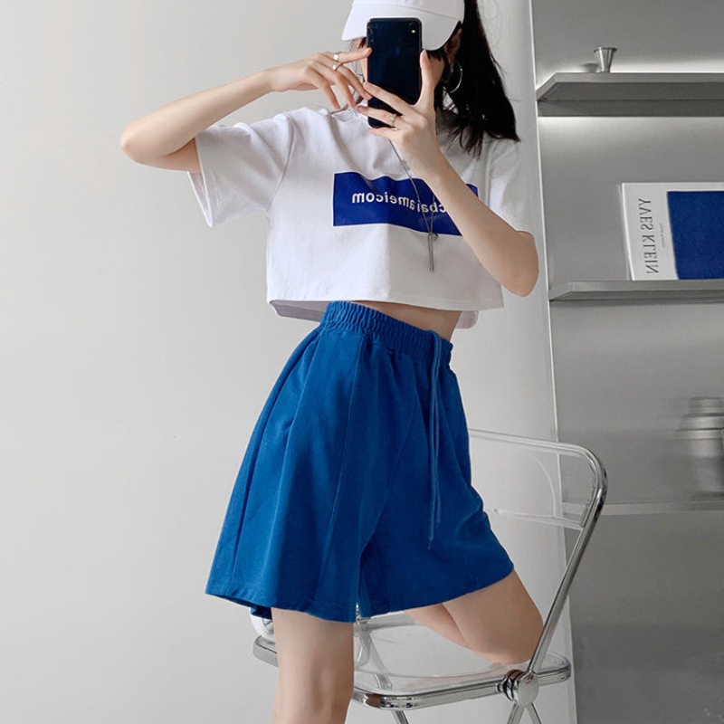 Quần short BH lưng cao phối dây rút thời trang Âu Mỹ mùa hè năng động cho nữ