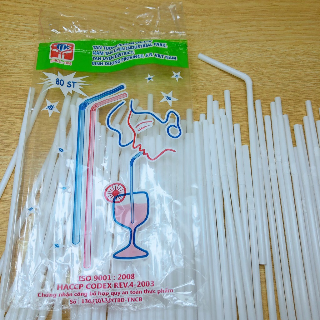 1 bịch ống hút nhựa đầu co 77 ống màu trắng | BigBuy360 - bigbuy360.vn