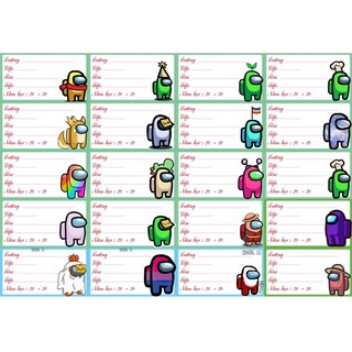 40 nhãn vở game Among đáng yêu cute khác nhau