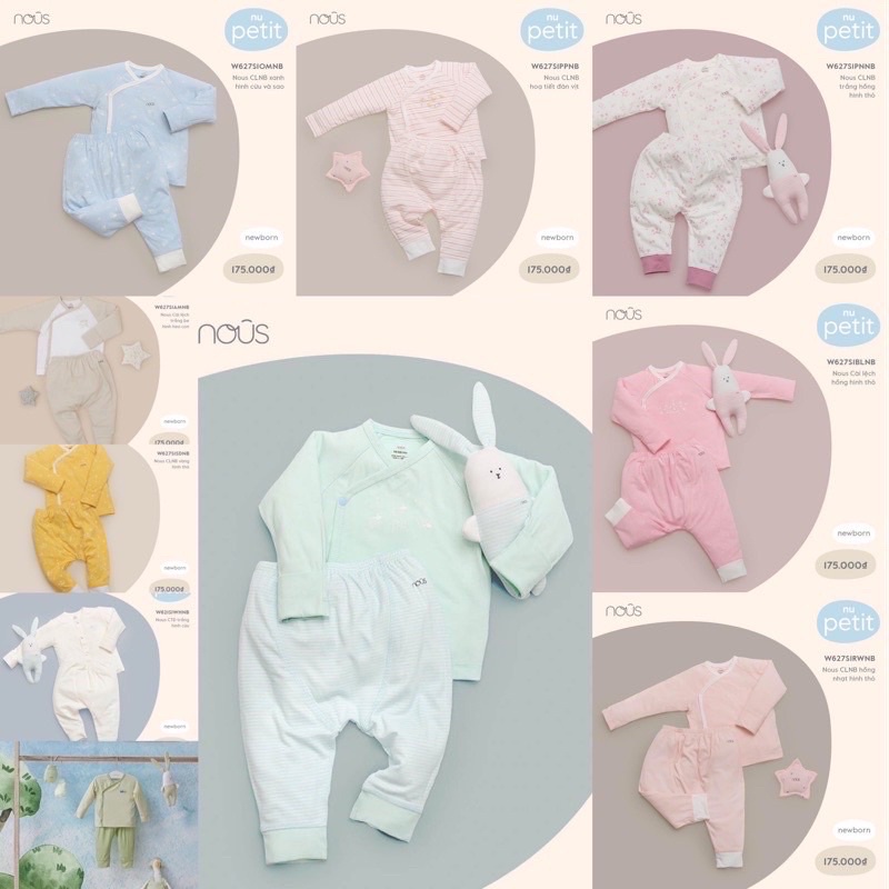 (MẪU MỚI) Bộ Nous newborn cài chéo nhiều màu