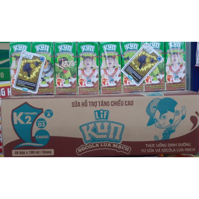 Thùng 48 hộp sữa Kun lúa mạch × 180 ml