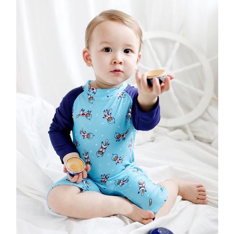 Bộ đồ bơi liền thân tay dài quần lửng che nắng in họa tiết thú cưng cho bé trai