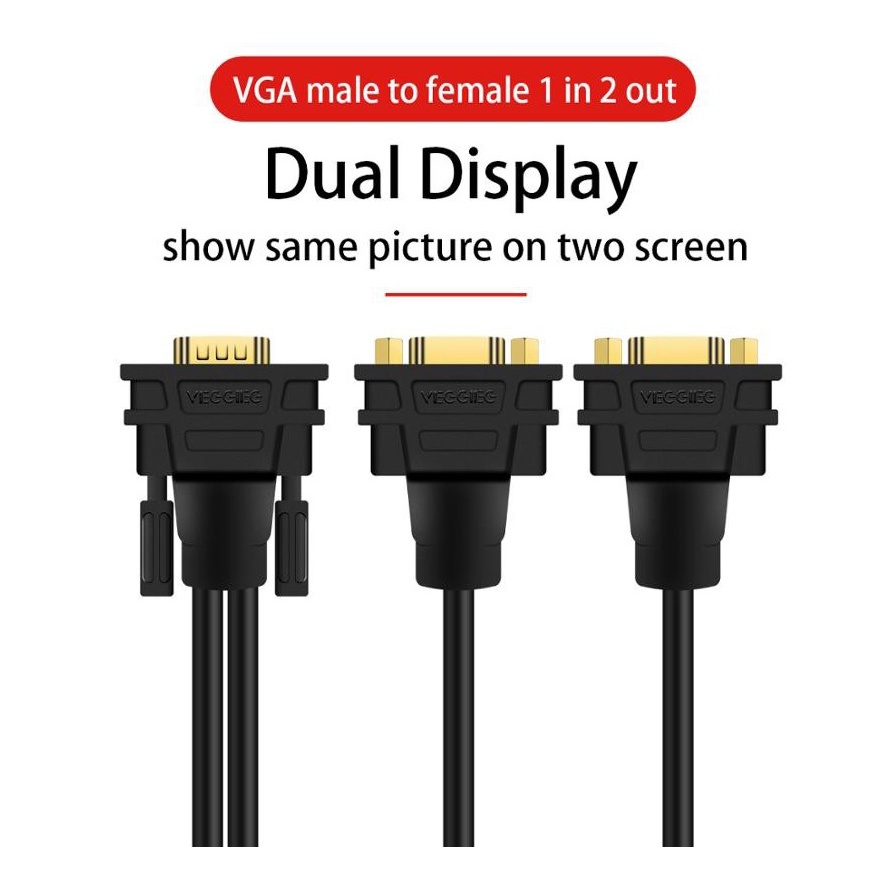 Cáp Chia VGA 3+6 Chia Màn Hình 1 Ra 2 Hãng VEGGIEG V-V401