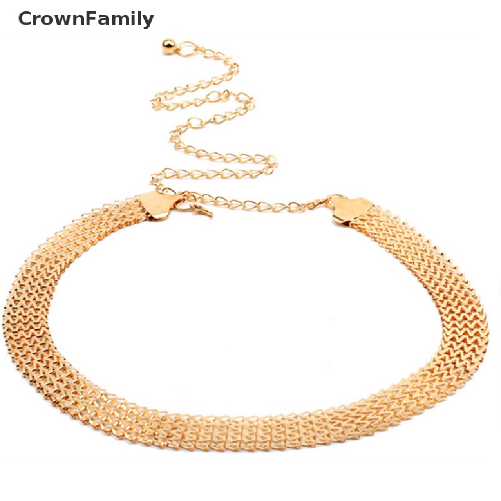 Thắt Lưng Dây Xích Kim Loại Gợn Sóng Màu Vàng Thời Trang