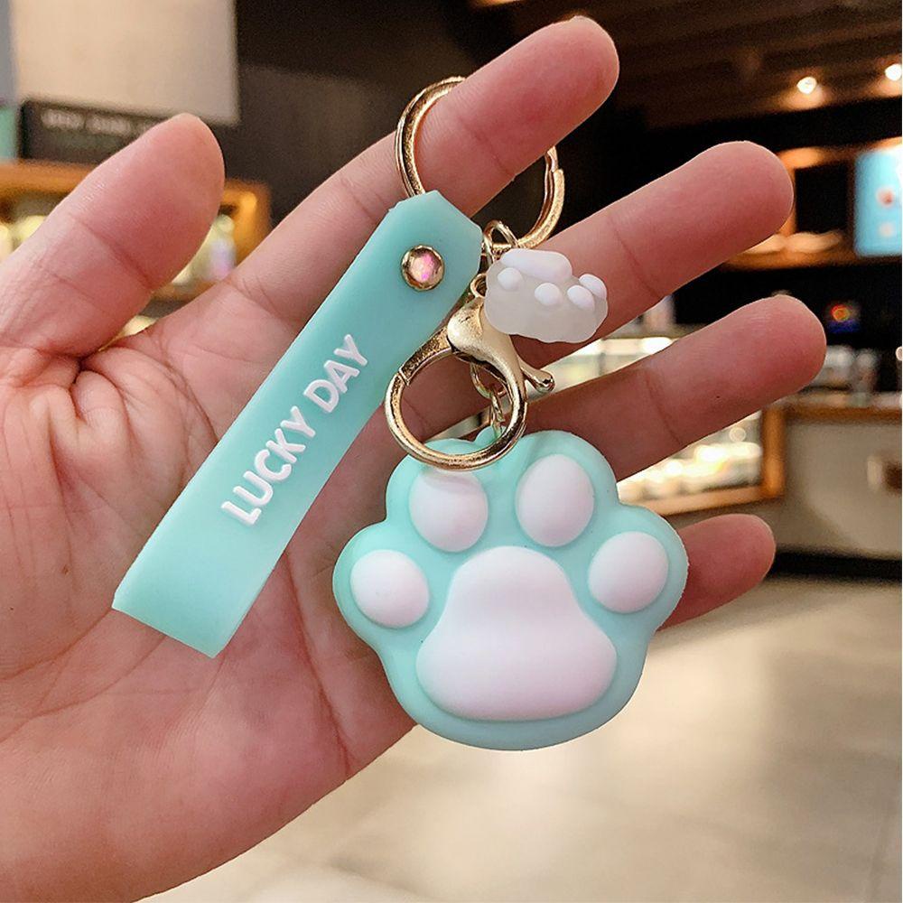 FORBETTER Colorful Cat Paw Key Buckle Creative Korean Style Key Rings Women Key Chain Schoolbag Pendant Car Key Ring Fashion Unique Personality Silica Gel Cartoon Animal/Multicolor