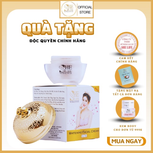 Combo Ngừa Nám Tàn Nhang Trắng Da Ban Đêm She Life Gồm Kem Đêm 10gr Và Serum Collagen Tươi 20ml