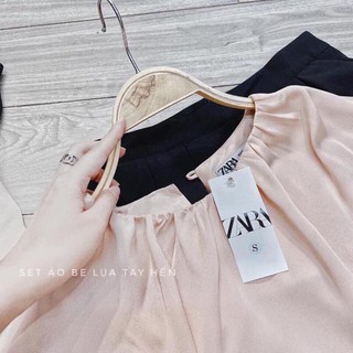 Set Áo Lụa Be Tay Hến