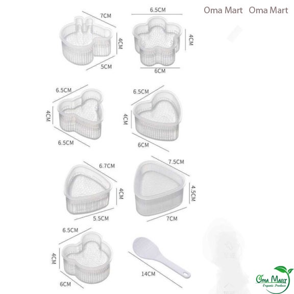 Khuôn ép, tạo hình cơm nắm mẫu tam giác, sao, hoa...