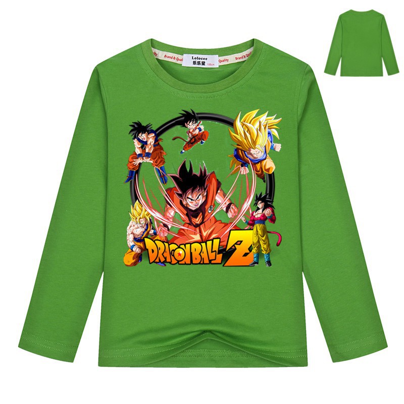 Áo thun anime Nhật Bản của cậu bé Dragon Ball Z goku t áo sơ mi trẻ em dài tay