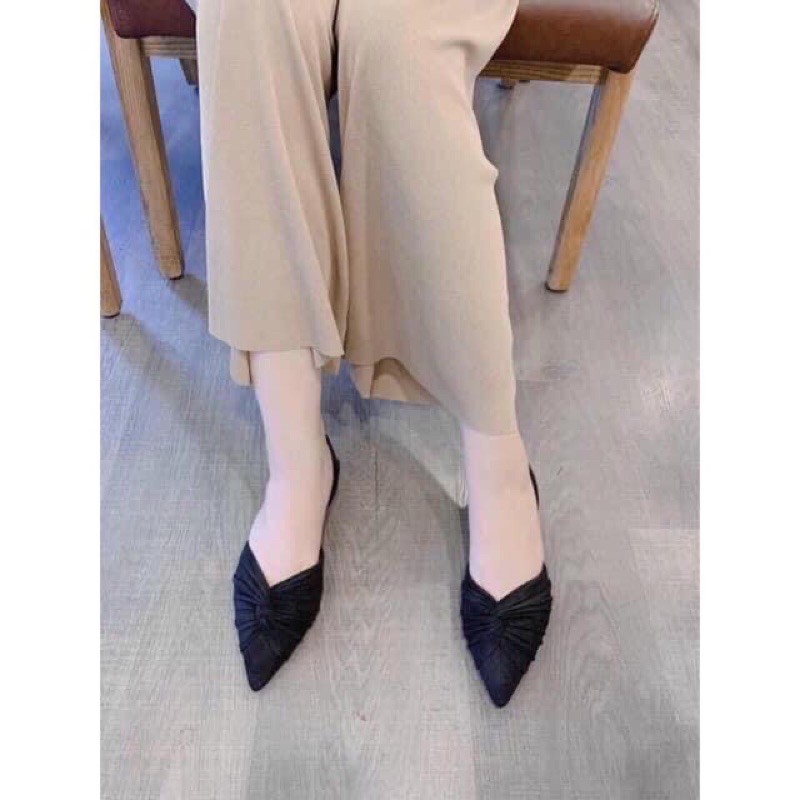 Giày sục nhung mũi nhọn nơ xoắn siêu đẹp | BigBuy360 - bigbuy360.vn