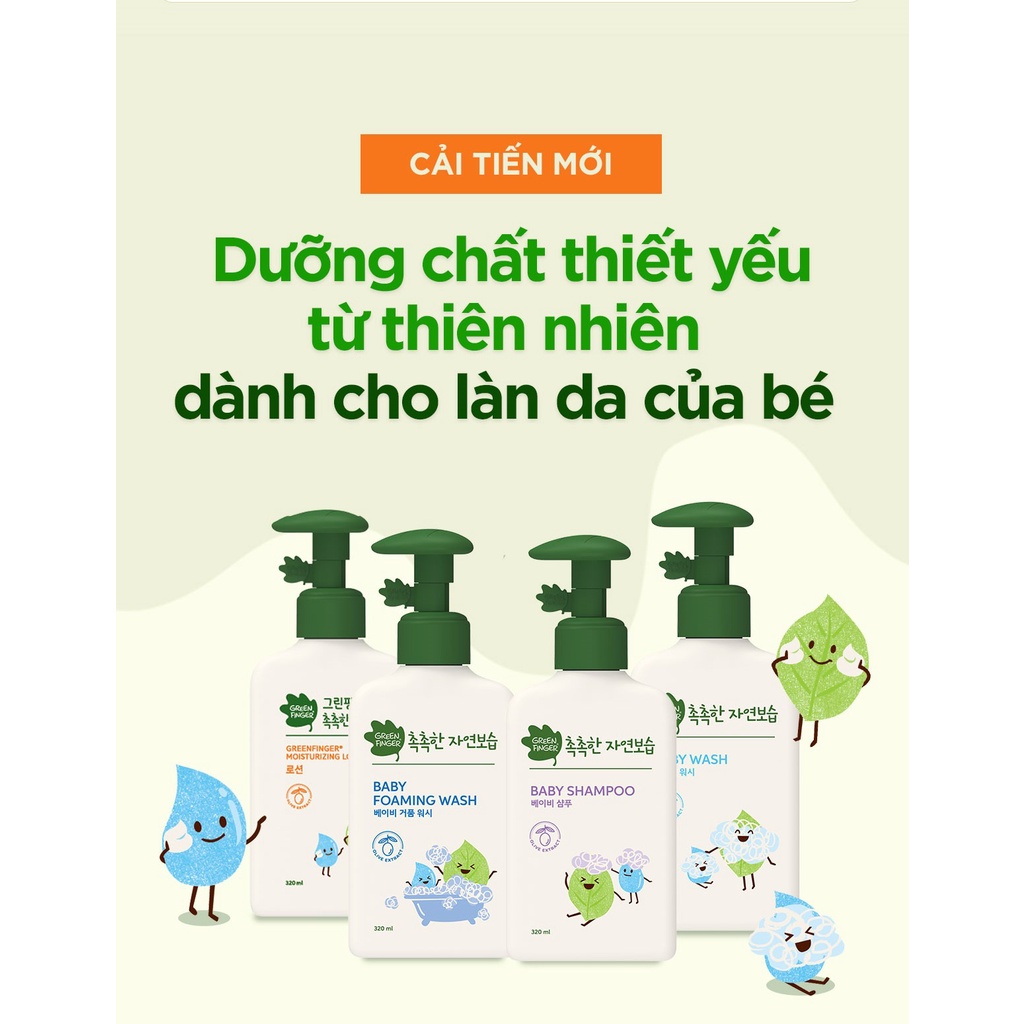 Combo 2 Dầu Gội Và Sữa Tắm Dưỡng Ẩm Cho Bé Greenfinger ChokChok Moisture Baby Shampoo And Wash 320ml