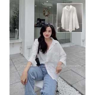 (Ảnh thật) Áo sơ mi voan/lụa trắng không nhăn oversize