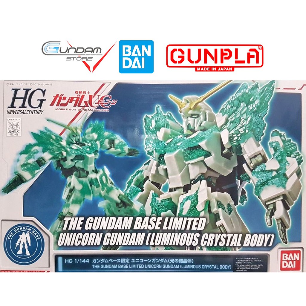 Mô Hình HG Unicorn Destroy Luminous Crystal RX-0 The Gundam Base Limited Bandai 1/144 HGUC UC Đồ Chơi Lắp Ráp Anime Nhật