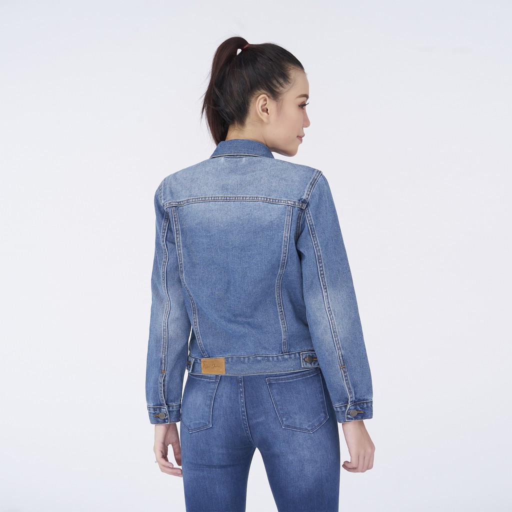 Áo Khoác Jean Nữ Trơn Màu Xanh Đậm Nhạt Aaa Jeans | BigBuy360 - bigbuy360.vn