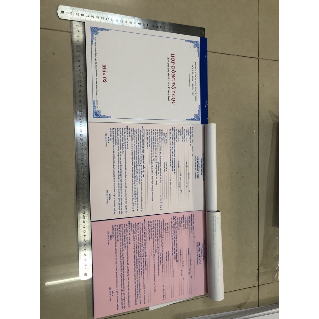 Sổ Hợp đồng đặt cọc thuê nhà, phòng trọ Năm 2023; 2  liên đầy đủ pháp lý rõ ràng, tích hợp giấy than