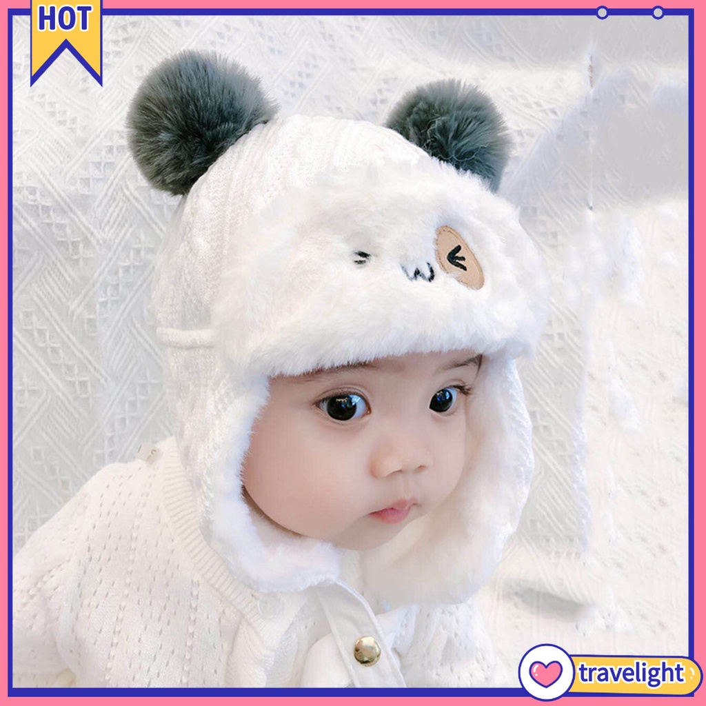 Mũ Lông Cotton Dày Dặn Giữ Ấm Bảo Vệ Tai Chống Gió Cho Bé
