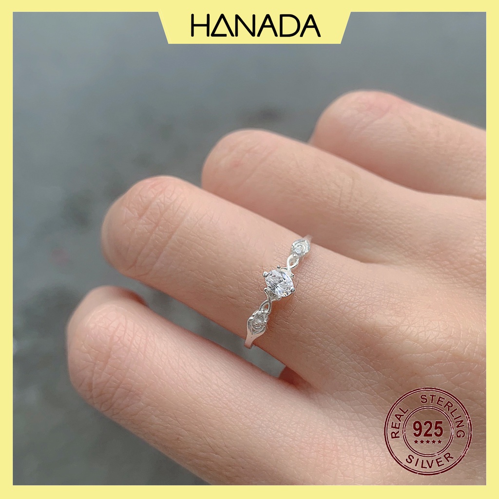 Nhẫn Nữ Bạc 925 Kiểu Cách Điệu Đính Đá Đá Lấp Lánh Hanada Phụ Kiện Trang Sức Bạc 0061 N14