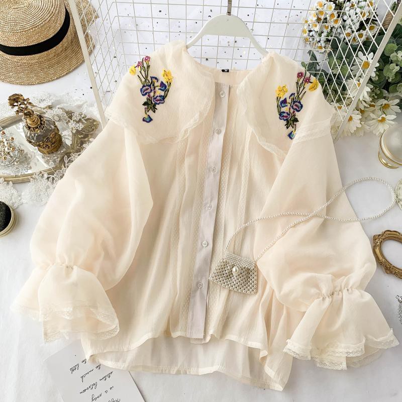 ( ORDER ) Áo sơ mi ULZZANG thêu hoa ( ảnh thật ở cuối ) AK356