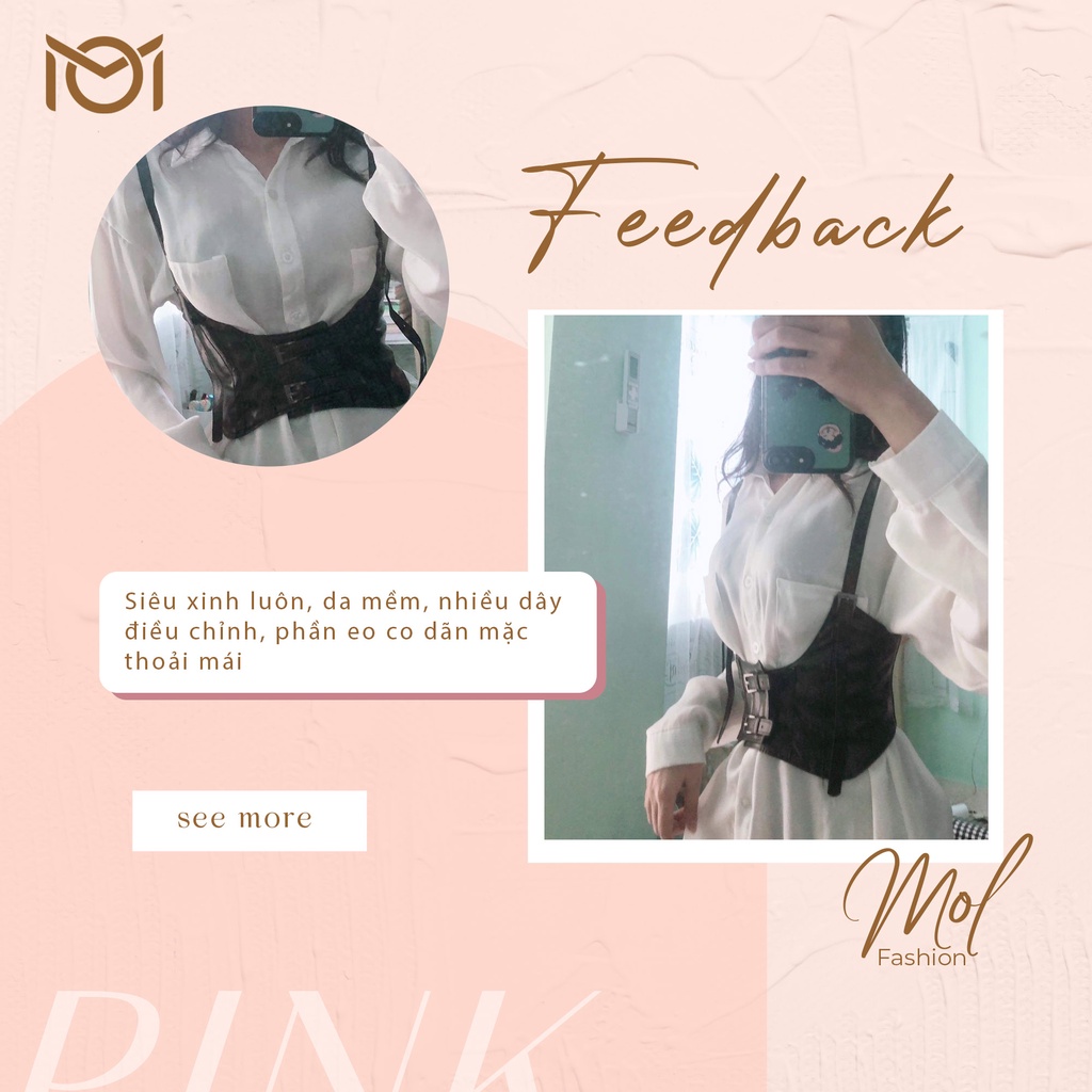 Đai lưng corset có dây, áo nịt ngực nịt bụng vintage gothic bằng da