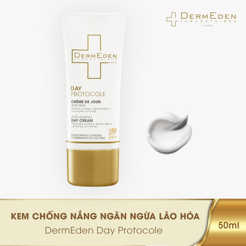 Kem dưỡng da ban ngày cho da dầu DERMEDEN 3 trong 1 chống lão hóa, dưỡng ẩm và chống nắng SPF50 PA+++