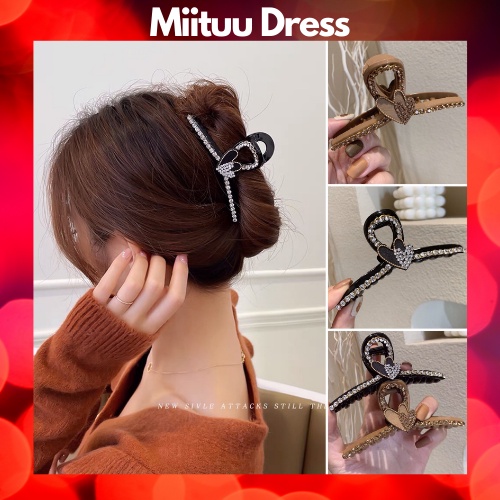 Kẹp tóc Hàn Quốc càng cua đính đá cho nữ hình trái tim xinh xắn sang chảnh hottrend thời trang Miituu KN8