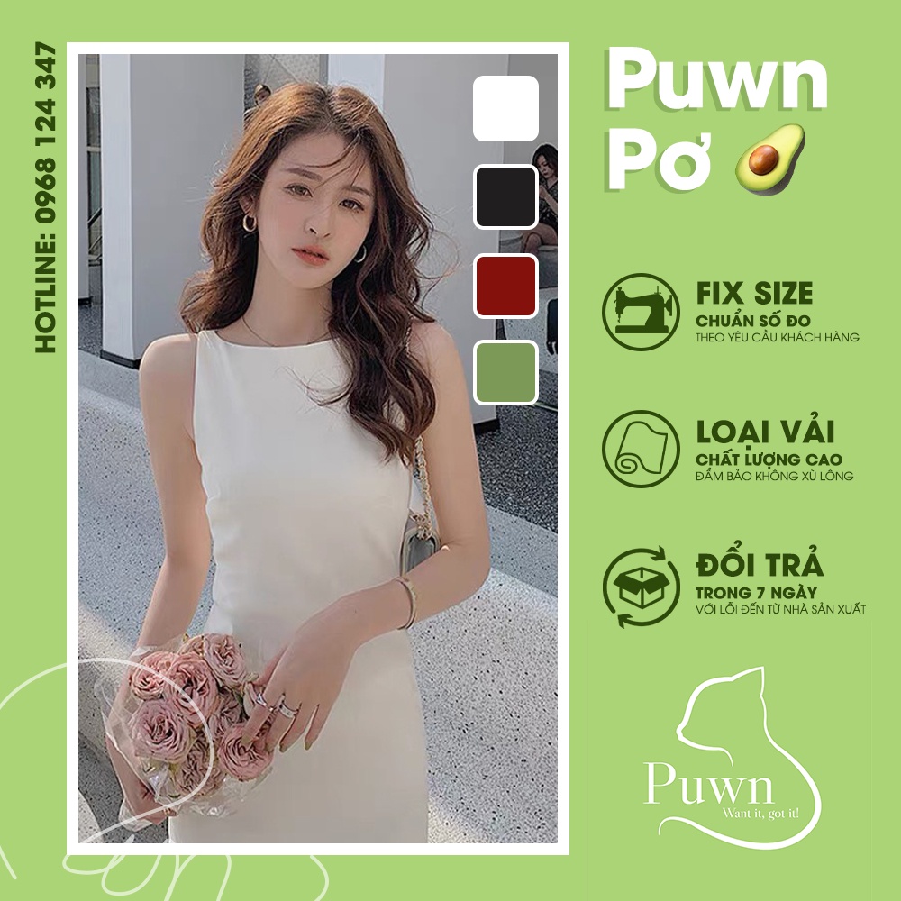 Váy lụa đính vai ngắn xếp li phần eo trẻ trung, thanh lịch - Puwn Pơ🥑