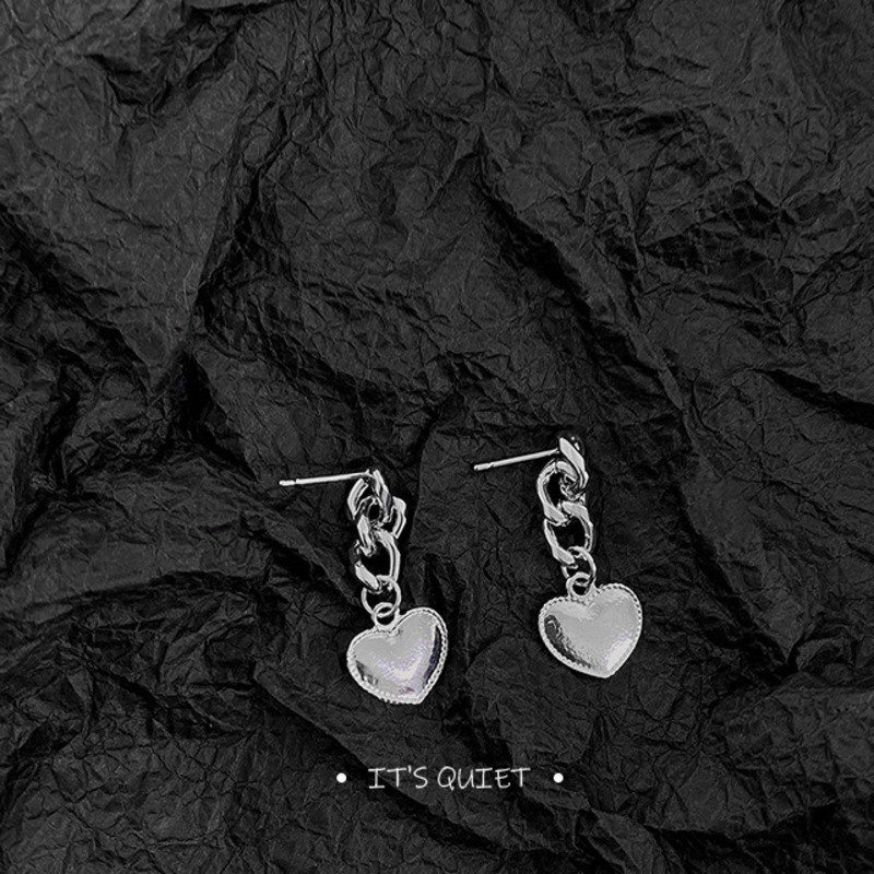 Khuyên Tai Dây Xích Hình Trái Tim Xinh Xắn  191118Bông Tai Thời Trang Sang Trọng Cao Cấp Cho Nữ