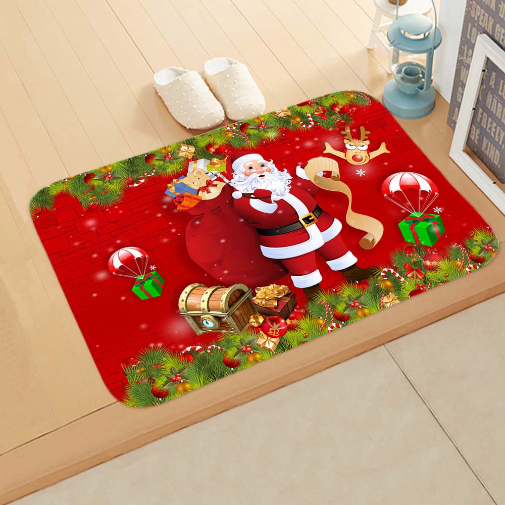 Thảm Lót Sàn 60x40cm Họa Tiết Ông Già Noel / Nai Sừng Tấm Độc Đáo Trang Trí Nhà Tắm