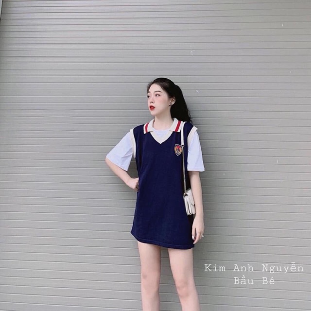 Set gile + áo thun trắng