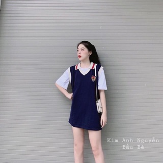 Set gile + áo thun trắng