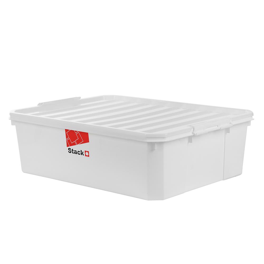 HomeBase STACKO Thùng nhựa đựng đồ đa năng có nắp 36L Thái Lan FAMILY W57.5xH17.5xD43.5cm màu trắng