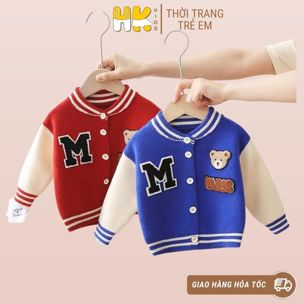 Áo khoác len cho bé HK KIDS, áo len cao cấp dài tay chất len mềm mịn đanh lì size cho bé từ 3 đến 8 tuổi