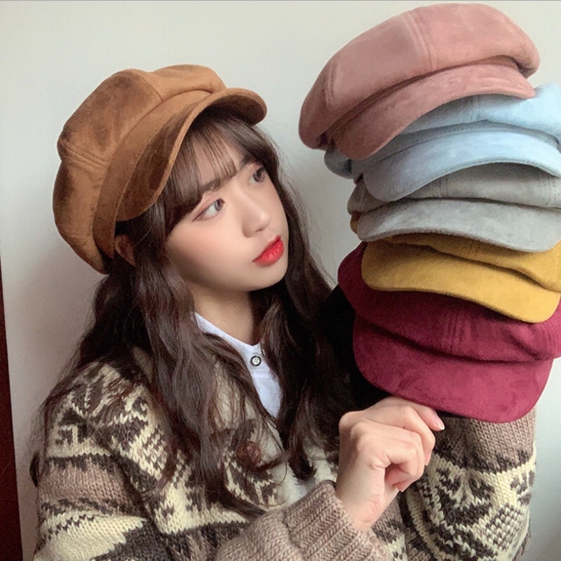 Mũ nồi beret cao cấp lưỡi trai da lộn