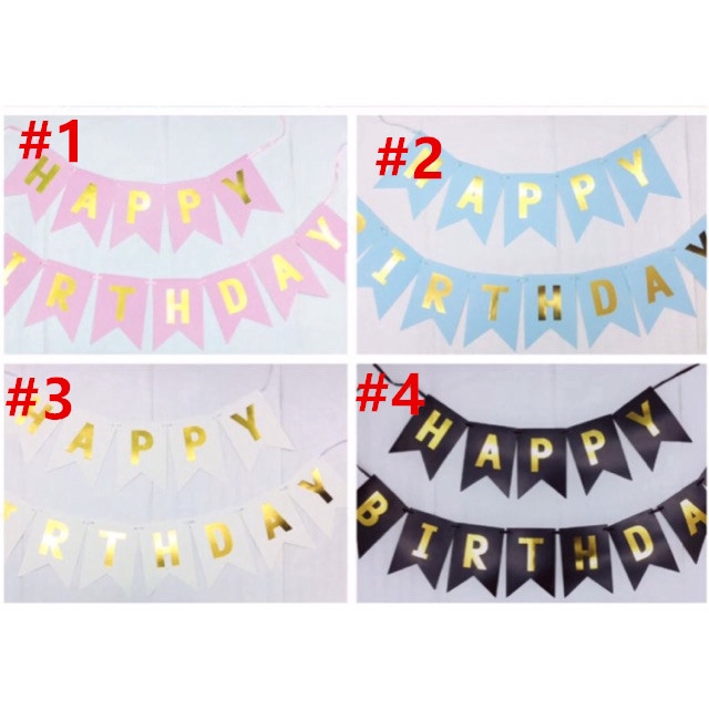 Biểu ngữ hình chữ Happy Birthday có dây trang trí tiệc sinh nhật cho bé 12x16cm