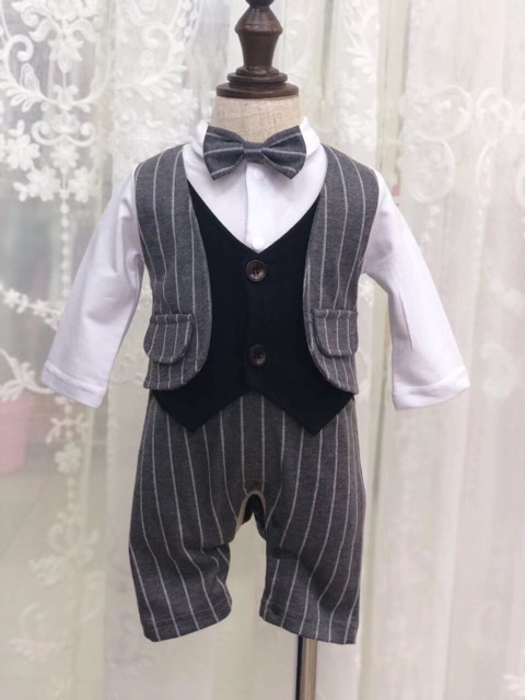 Body công tử giả vest kèm nơ cho bé trai