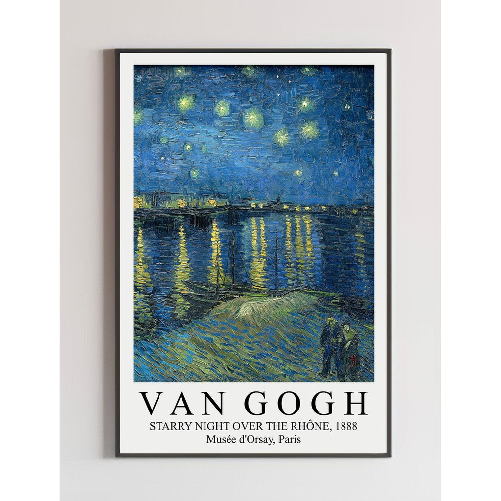 Bộ 3 tranh treo tường Van gogh tone xanh dương, tranh canvas treo tường hiên đại