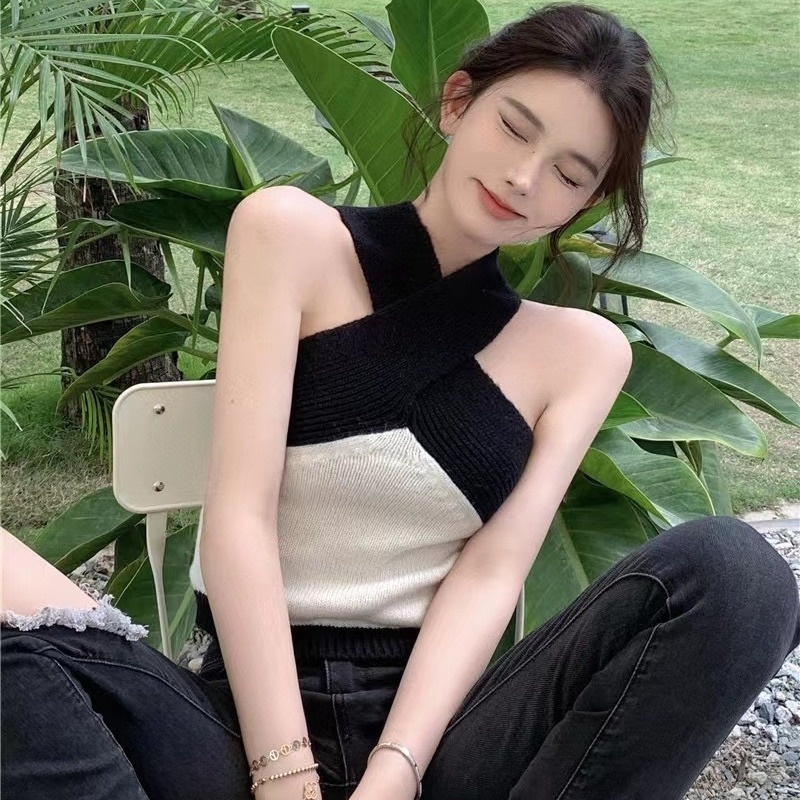 Áo 2 dây đan chéo ngắn phong cách mùa hè cho nữ